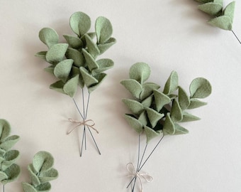 Fausse plante eucalyptus en feutrine idée cadeau d'hôtesse petit bouquet artificiel moins 15 euros déco salle de bains eucalyptus en laine