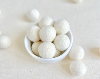 Boules en feutre blanche ivoire 20 mm 15 mm 10 mm objets de décoration,Pompons en laine meubles créatifs pour projets DIY,Perles blanches