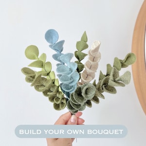 Branche d’eucalyptus vert déco de la maison et mariage bouquet d&#39;eucalyptus en laine feutrée idée cadeau plant d&#39;eucalyptus pour mère,épouse