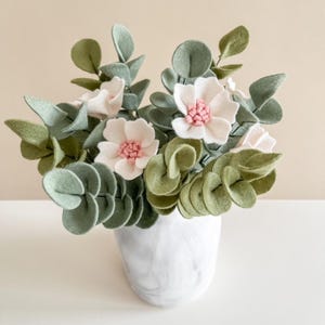Branches d'eucalyptus en feutrine déco d'intérieur tige feuilles d'eucalyptus plante verte en laine feutrée bouquet fausses fleurs pas chèr