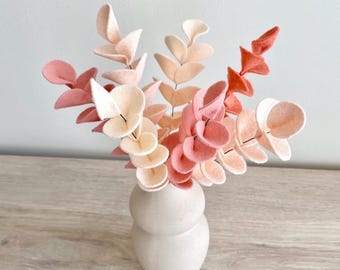 Idée cadeau original pour maman bouquet fleurs en feutrine pour Fête des mères déco d'intérieur Pâques plante eucalyptus en tissu laine