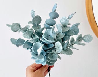 Idée cadeau original para mamãe bouquet en feutrine pas cher fausse eucaliptus pour le mariage et la maison plante bleu en laine moins 10