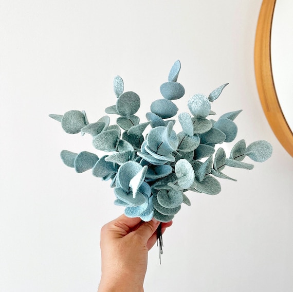 Déco plante d'eucalyptus branche artificielle d'eucalyptus pour de mariage et la maison idée cadeau d'invité tige feuilles en laine feutrée