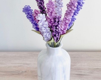 Felt flower lavender purple wool felt flower bouquet for spring/Handmade Felt flower stem home décor lasting flower gift mother sister wife