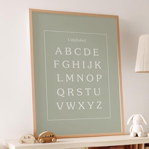 Alphabet nursery decor gender neutral wall decor sage green child room modern wall art siblings gift idea inexpensive decor DIGITAL DOWNLOAD