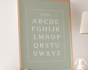 Alphabet nursery decor gender neutral wall decor sage green child room modern wall art siblings gift idea inexpensive decor DIGITAL DOWNLOAD