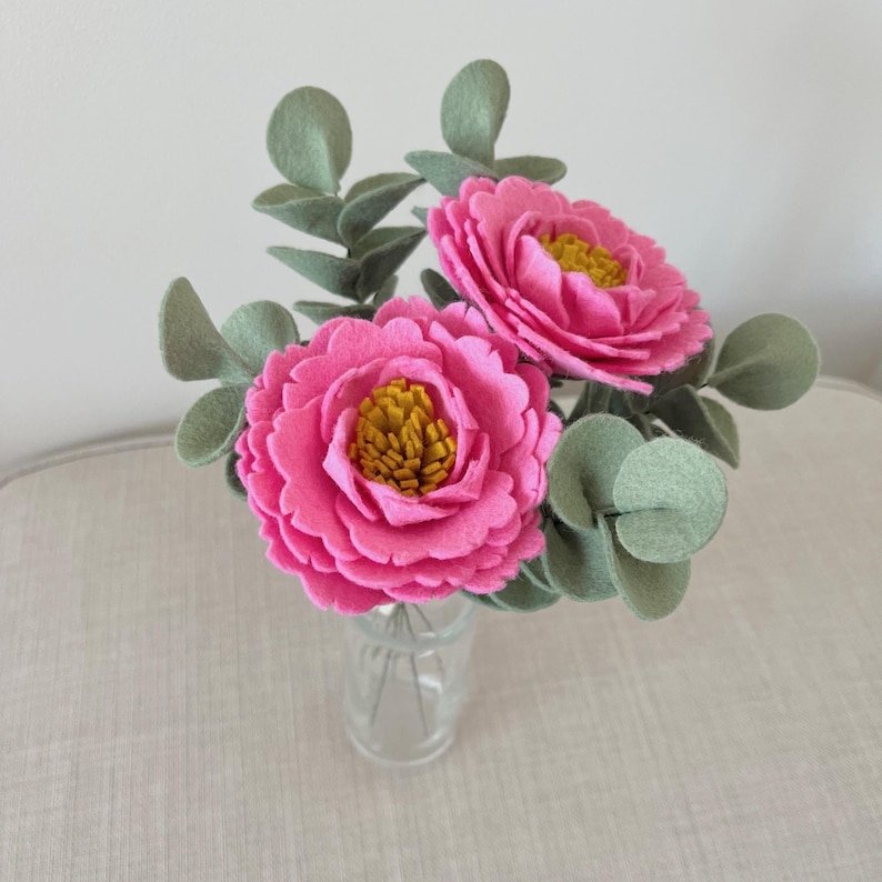 Branches d'eucalyptus en feutrine déco d'intérieur tige feuilles d'eucalyptus plante verte en laine feutrée bouquet fausses fleurs pas chèr