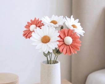 Idées cadeau pour maman fleurs en feutrine bouquet éternelle en tissu moins 40 euros decoración de interior minimalista planta margarita en laine