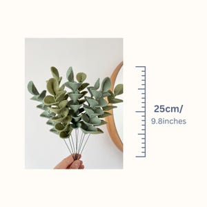 Déco d'intérieur fausse eucalyptus déco pour mariage plante en tissu, cadeau grand-mère bouquet en feutrine pas cher, branche d'eucalyptus image 5