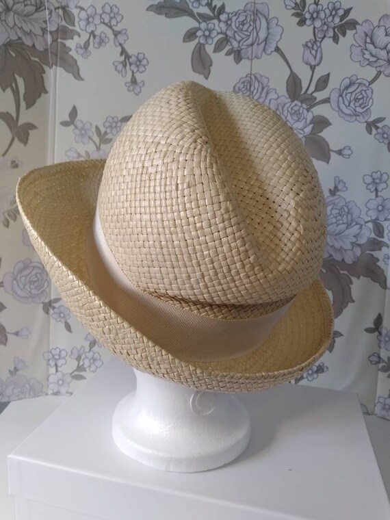 Unique Vintage Bowler/Derby Style Straw Hat by Marida… Gem