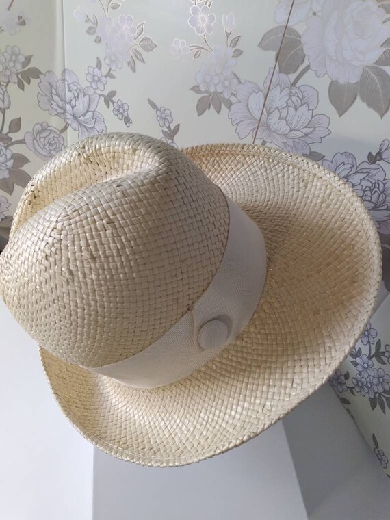 Unique Vintage Bowler/Derby Style Straw Hat by Marida… Gem