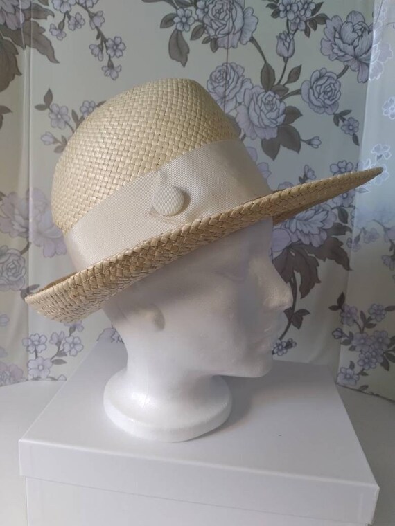 Unique Vintage Bowler/Derby Style Straw Hat by Marida… Gem