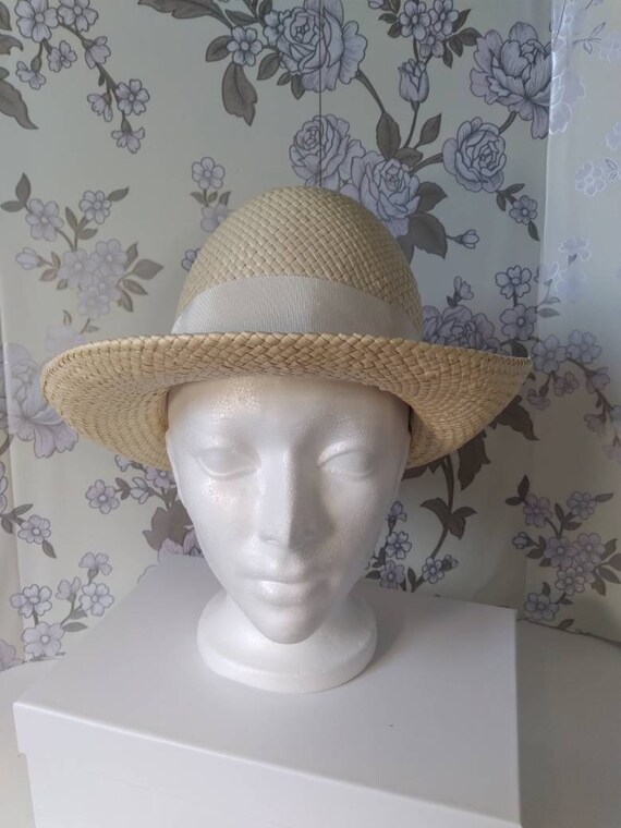 Unique Vintage Bowler/Derby Style Straw Hat by Marida… Gem