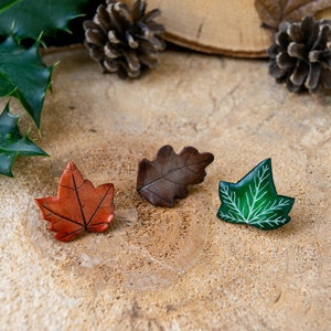 Autumn leaves oak maple ivy polymer clay pin brooch