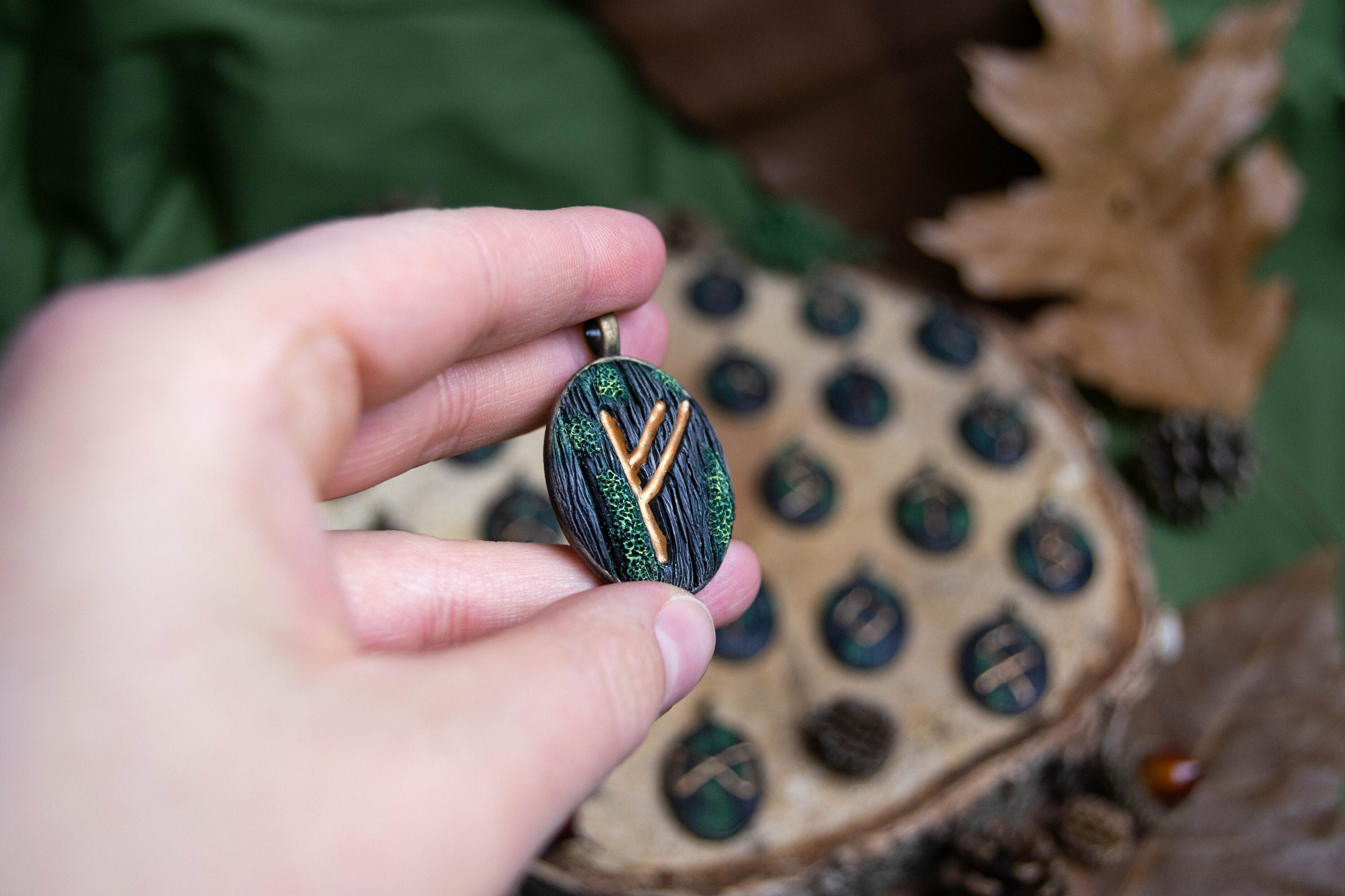 RUNES Pendants Old Futhark Forest Style in Polymer Clay - Etsy