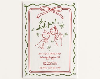Oh What Fun Holiday Party Invitation Template | Printable Holiday Party Invite | 1st, 2nd, 3rd | Editable Canva Template | 5x7