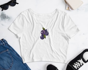 Frauen Crop T-Shirt | Blaubeer-Baby-T-Shirt | Crop Top Blaubeere | Früchtchen Shirt