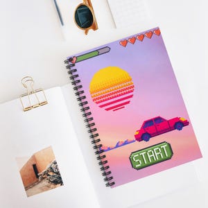 Retro Gaming Spiral Notebook - Fun Writing Journal, Pixel Art Design, Back to School Supplies, Gift for Gamers, Unique Stationery