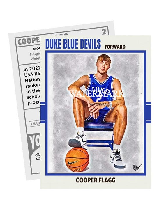 Cooper Flagg Card (duke Blue Devils) Custom Trading Card #1 NBA