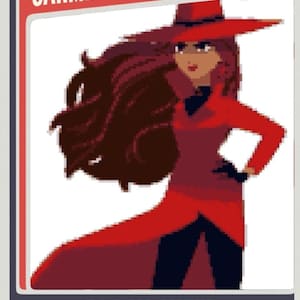 Carte à collectionner pixelisée Carmen Sandiego
