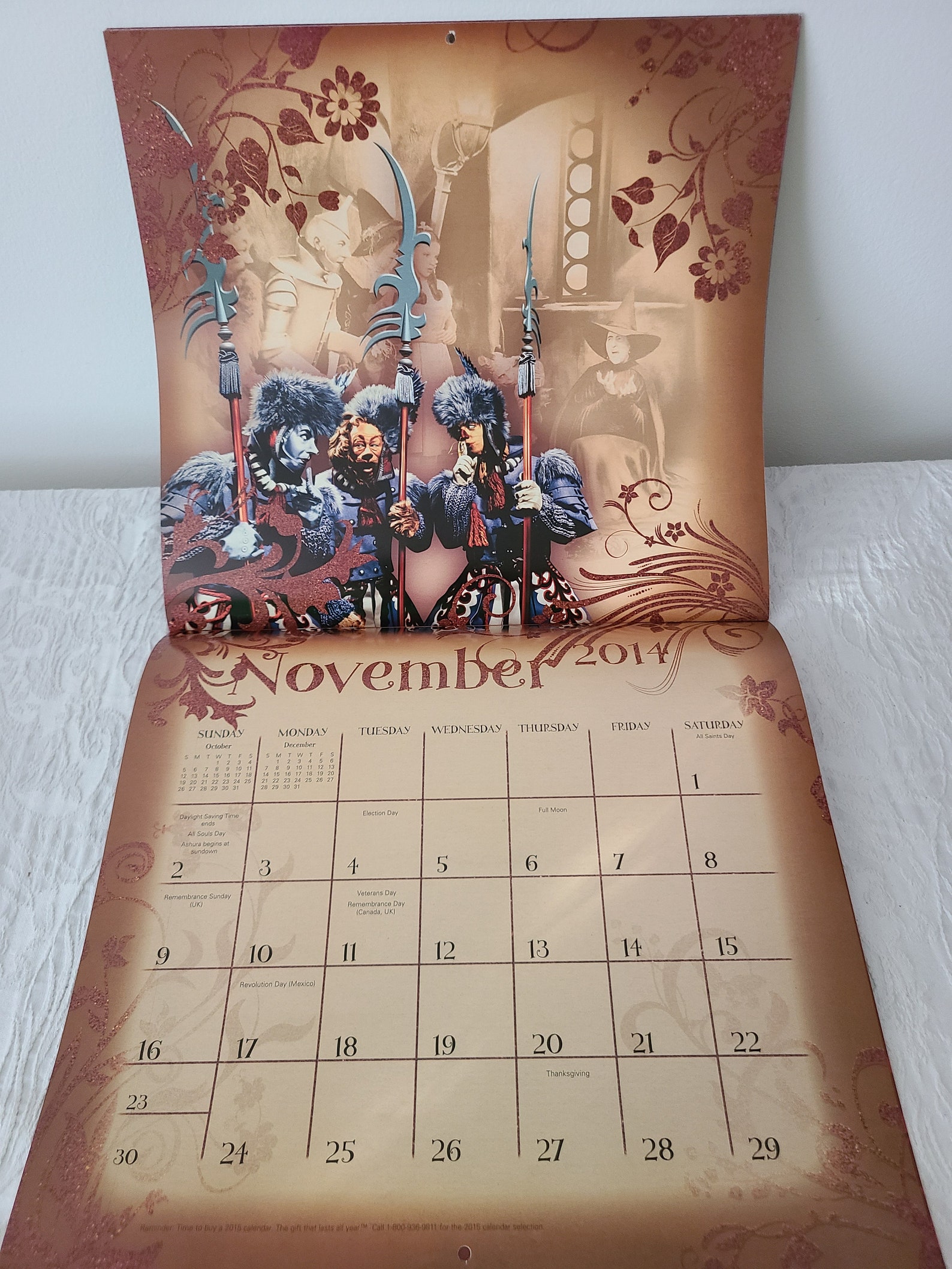 Wizard of Oz Wall Calendar 2014 75th Anniversary Day Etsy