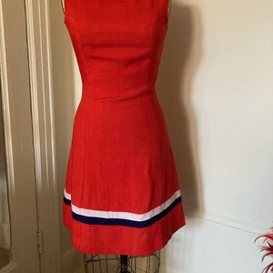 Red shift dress / Red white and blue 60s Mod scooter dress / red 60s Twiggy dress by Alexon Youngset / red white and blue 60s wiggle dress