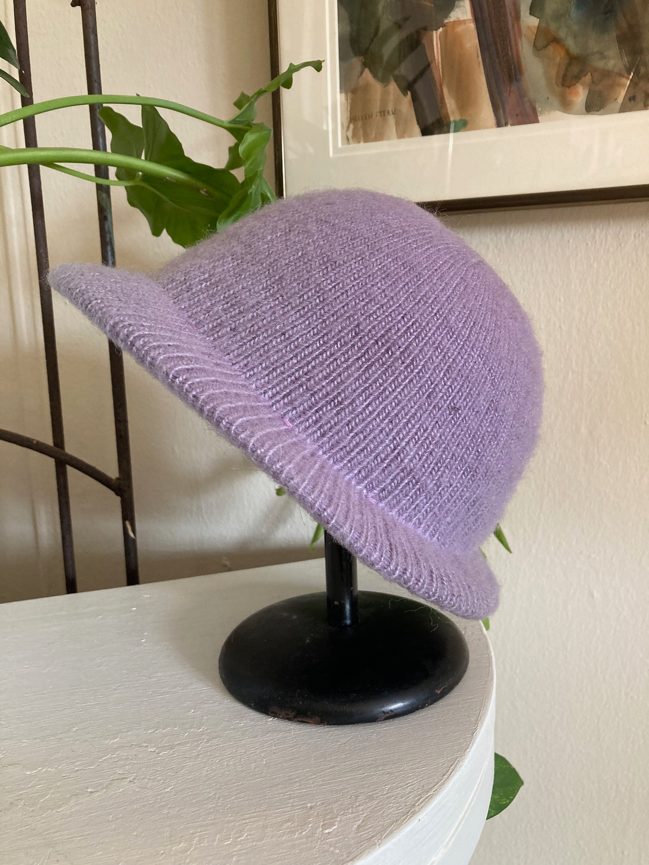 ✶ vintage 80s purple wool fascinator hat ✶ Purple Felt hat. Free form Purple Felt fascinator. Hand  main image 2
