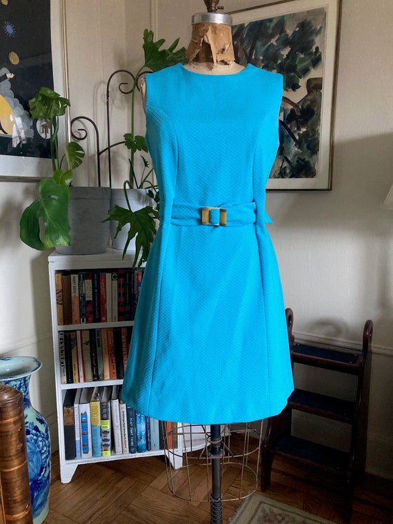 60s blue shift dress /  Mad Men 60s dress / blue … - image 1