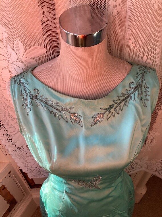 50s/60s Laura Phillips Model turquoise duchess sa… - image 4