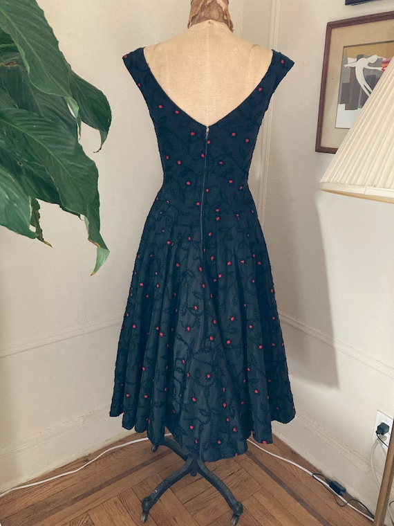Black and red 50s dress / David Hart vintage cock… - image 6
