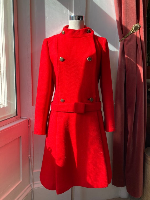60s red coat / Modern Deb Space Age wool coat / r… - image 2
