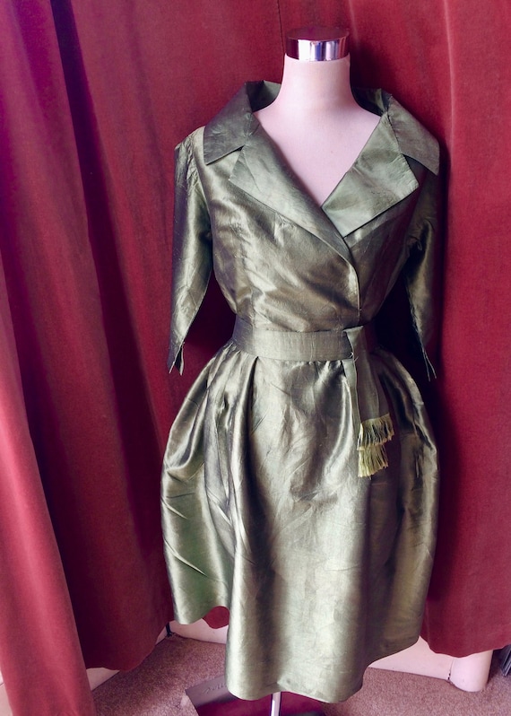 Green 50s dress / 50s-style 1960s Jean Varon, John