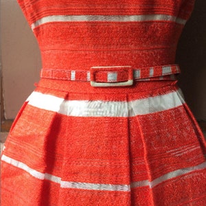 Orange 50s dress / Orange stripe Betty Jackson Black 50s-style prom dress, Mad Men dress, summer 50s dress image 2