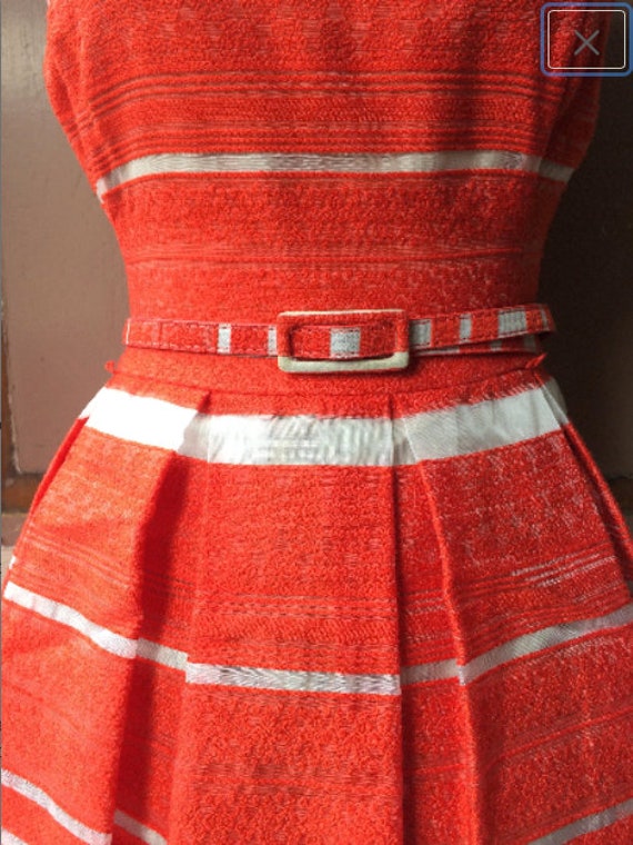 Orange 50s dress / Orange stripe Betty Jackson Bl… - image 2