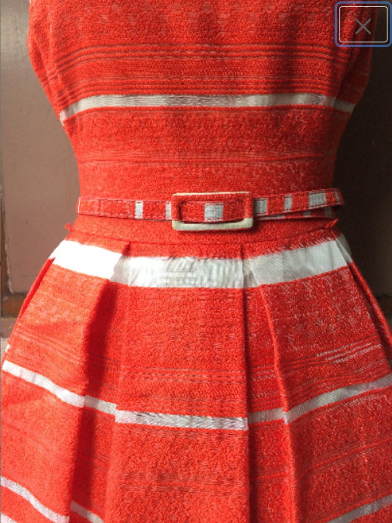 Orange 50s dress / Orange stripe Betty Jackson Black 50s-style prom dress, Mad Men dress, summer 50s dress image 2