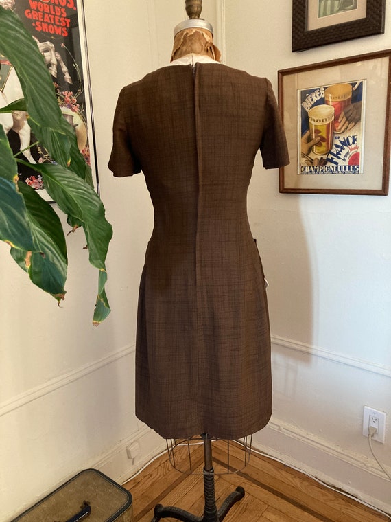 Brown shift dress / brown 60s Mod scooter dress /… - image 3