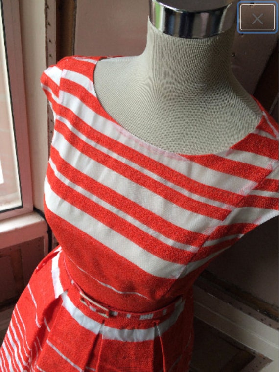 Orange 50s dress / Orange stripe Betty Jackson Bl… - image 4