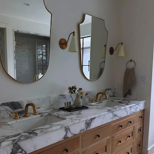 Unlacquered Brass Deck Mounted Sink Fauce, Lavatory Faucet Sink, Bathroom Faucet 3 Hole, Solid Brass Bathroom Faucet, Brass Sink Faucet