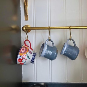 Unlacquered Brass Pot Rail, Kitchen Organizer, Wall Mounted Pot Rack Rod With S Hooks, Hanging Pot And Pan,