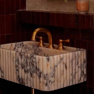 Unlacquered Brass Deck Mounted Sink Fauce, Lavatory Faucet Sink, Bathroom Faucet 3 Hole, Solid Brass Bathroom Faucet, Brass Sink Faucet