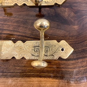 Unlacquered Brass Clothes Hooks Holder, Solid Brass Embossed Coat, Handmade Wall Coat Hooks