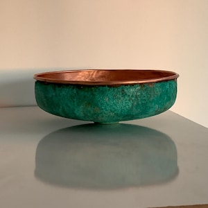 Oxidized Copper Bathroom Sink: Green Patina Washbasin, Includes Drain