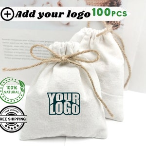 100 Organic Linen Drawstring Pouches, Customized Jewelry Packaging, Eco-Friendly Gift and Favor Bags, Bulk Natural Cotton Fabric Bags