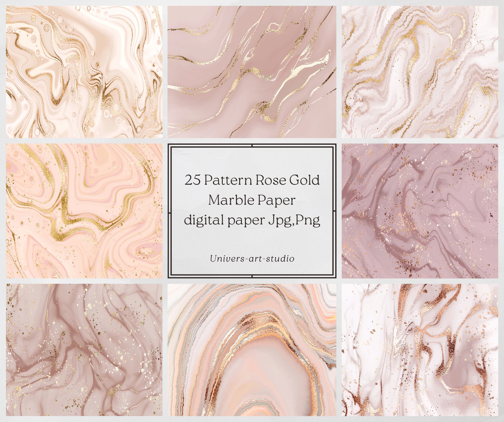 25 Pattern Rose Gold Marble Paper - Etsy