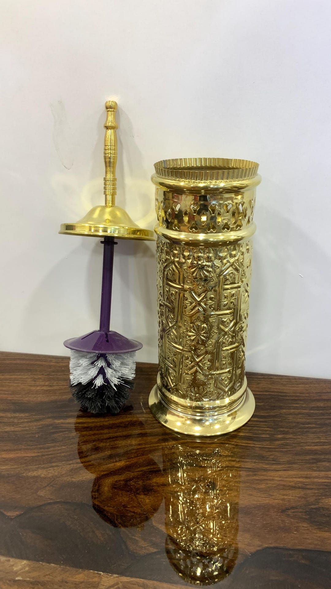 Brass Engraved Toilet Brush Brass Toilet Brush Holder and Stand ...