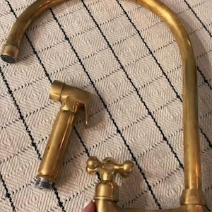 Unlacquered Brass Kitchen Faucet - Solid Brass Bridge Faucet - Sink Faucet - Kitchen Faucets