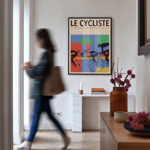 Le Cycliste Print, Vintage Cycling Poster, Retro Bicycle Wall Art, French Sports Decor, Tour de France Style, Modernist Art for Cyclist image 13