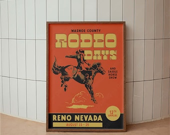 Vintage Rodeo Days Poster, Western Poster, Typography Print, Country Western Art, Minimal Vintage Art Print, Retro Poster Print, Desert Art