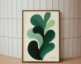 Japandi Botanical Poster, Japanese Print, Modern Wall Art, Mid Century Modern Minimal Wall Decor, Floral Wall Art, Watercolor Print