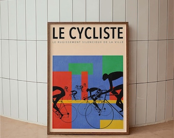 Le Cycliste Print, Vintage Cycling Poster, Retro Bicycle Wall Art, French Sports Decor, Tour de France Style, Modernist Art for Cyclist